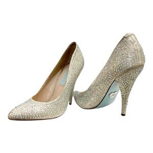 Betsey Johnson Sparkling Silver Betsy‎ Blue Bottom Heels. Size 7.5